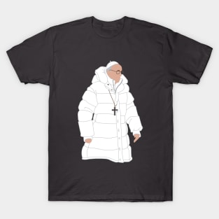 Drippy Pope in Puffy White Jacket T-Shirt